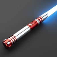 a red and blue star wars light saber