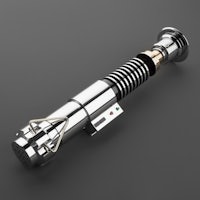 a star wars light saber on a black surface
