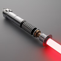 a star wars light saber with a red light on it