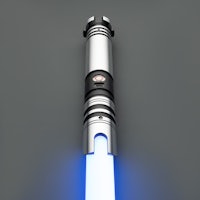 a star wars light saber with a blue light on it