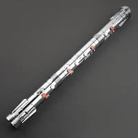 a star wars light saber on a black surface